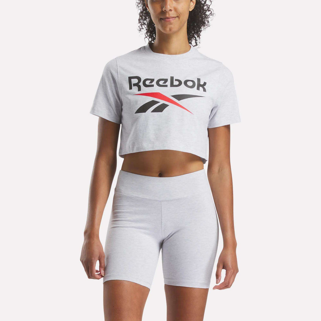 Women's Two-Color Logo Crew Cropped Short Sleeve Tee - Reebok
