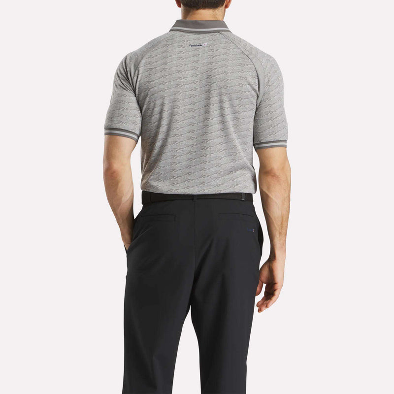 Men's Short Sleeve Tonal Vector Jacquard Polo Shirt with Tipped Rib Trim