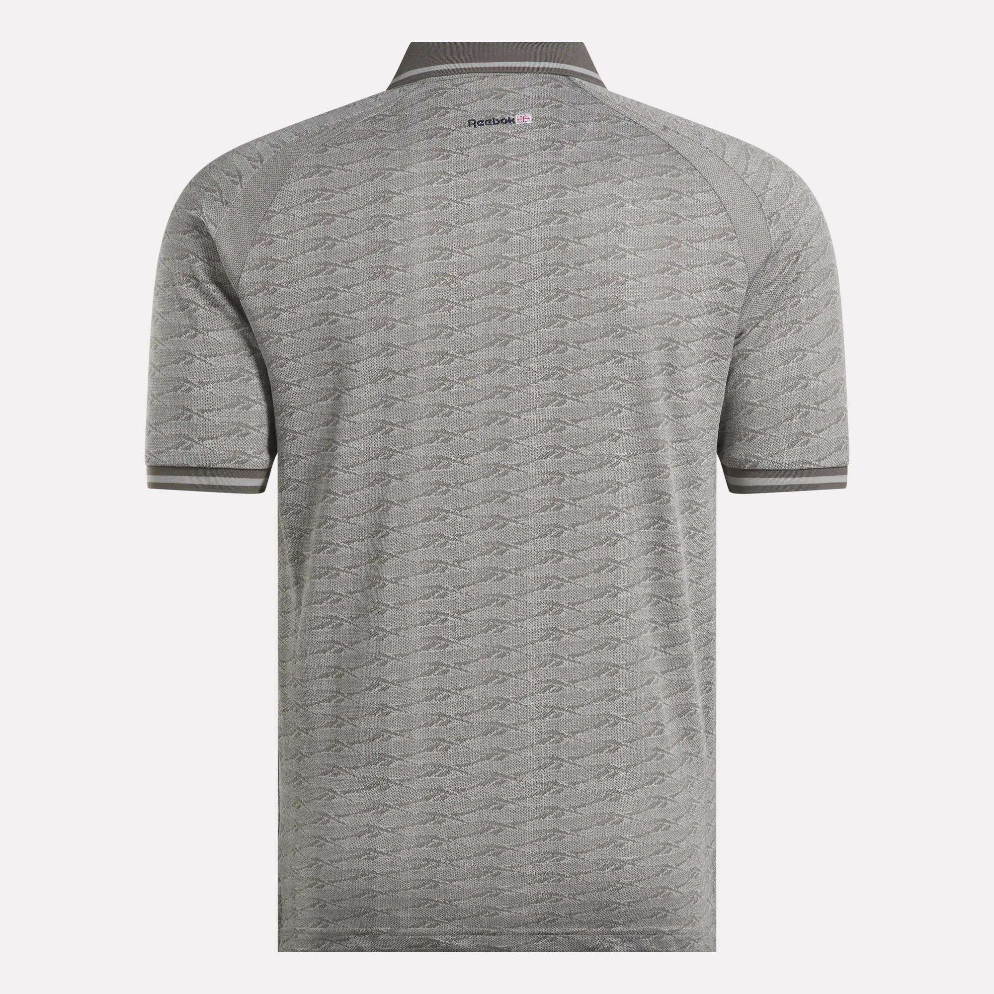 Short Sleeve Tonal Vector Jacquard Polo Shirt with Tipped Rib Trim
