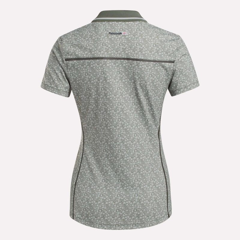 Women's Cap Sleeve Johnny Collar Micro Floral Polo Shirt