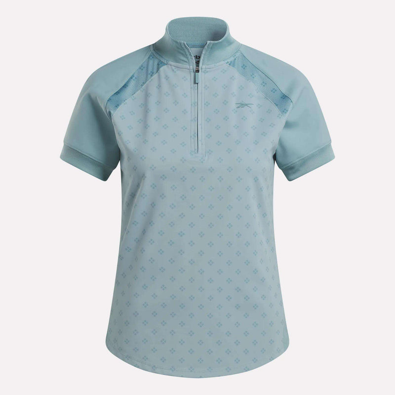 Women's Short Sleeve 1/4 Zip Mini Argyle Print Top