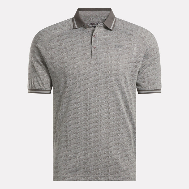 Men's Short Sleeve Tonal Vector Jacquard Polo Shirt with Tipped Rib Trim