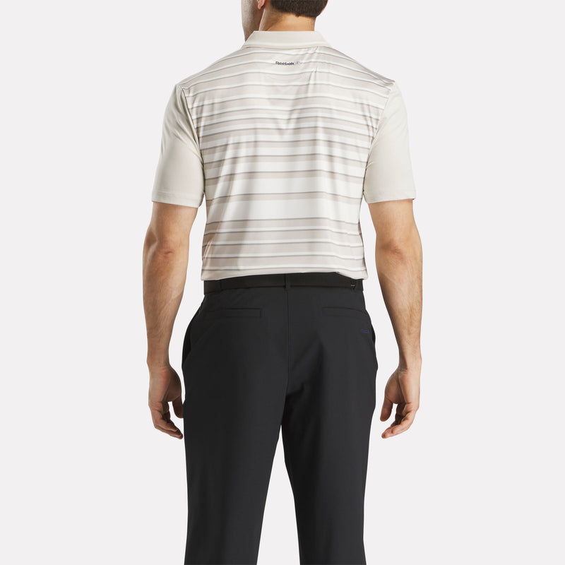 Men's Short Sleeve Nano Stripe Pullover Polo Shirt with Tipped Rib Collar