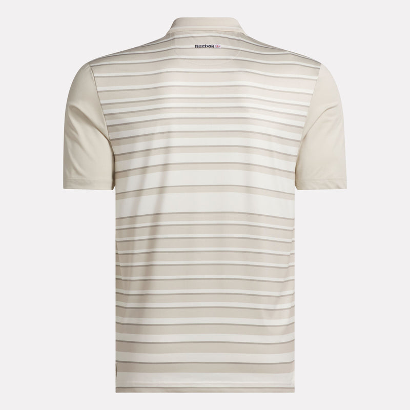Men's Short Sleeve Nano Stripe Pullover Polo Shirt with Tipped Rib Collar
