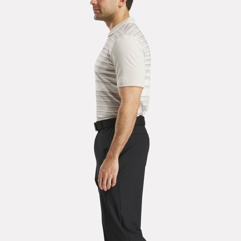 Men's Short Sleeve Nano Stripe Pullover Polo Shirt with Tipped Rib Collar