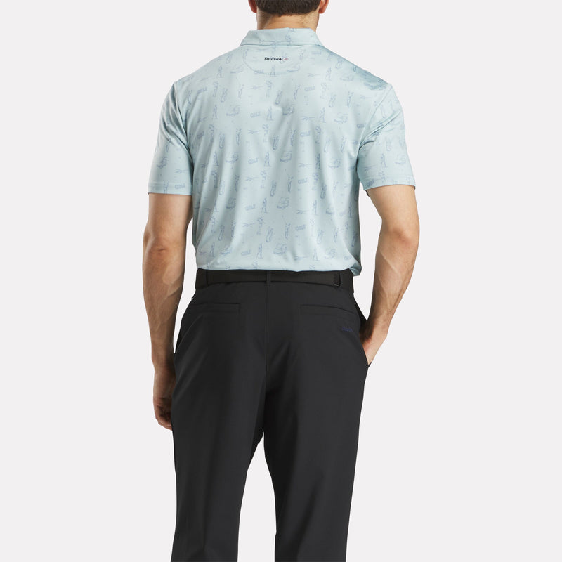 Men's Short Sleeve Tournament Etching Print Polo Shirt