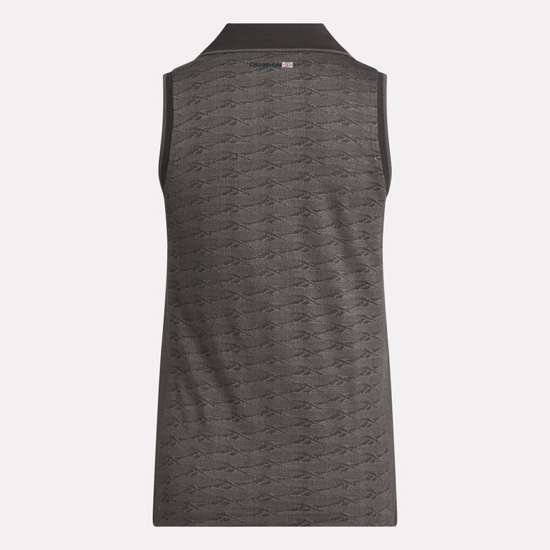Women's Sleeveless Tonal Vector Jacquard Golf Polo Shirt