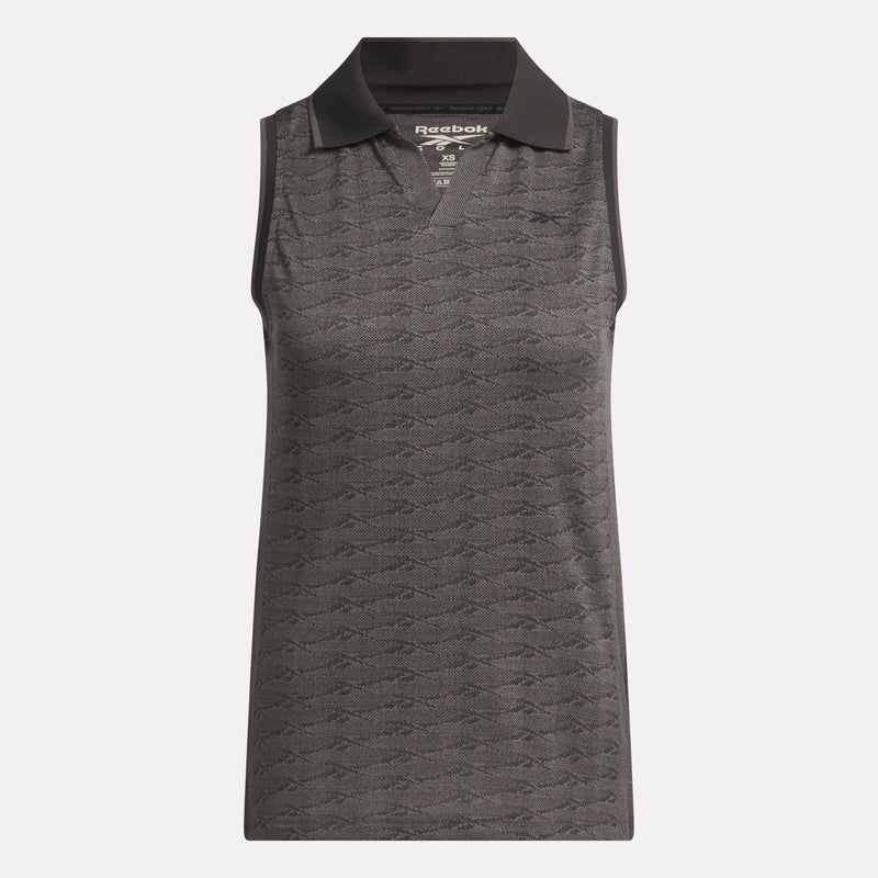 Women's Sleeveless Tonal Vector Jacquard Golf Polo Shirt
