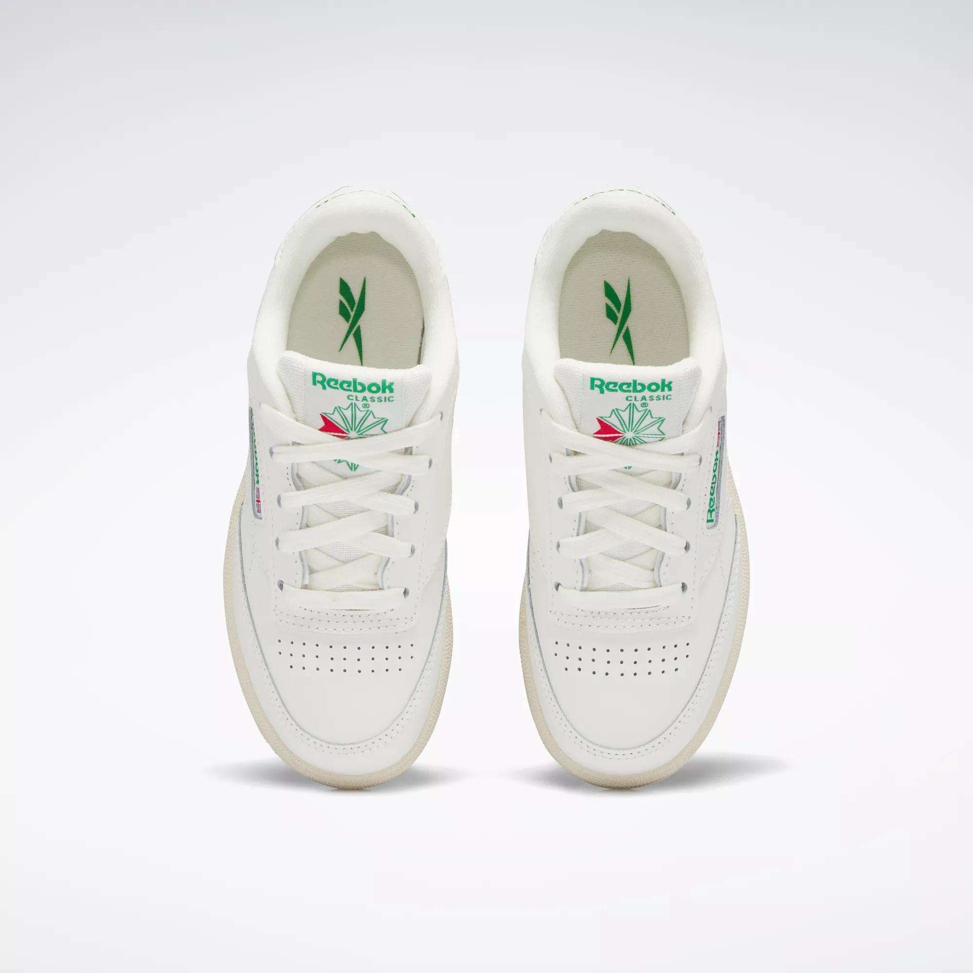 The Reebok Kids' Club C Shoes - Preschool are white sneakers, ideal for boys and a great way to bring classic '80s style to any outfit.