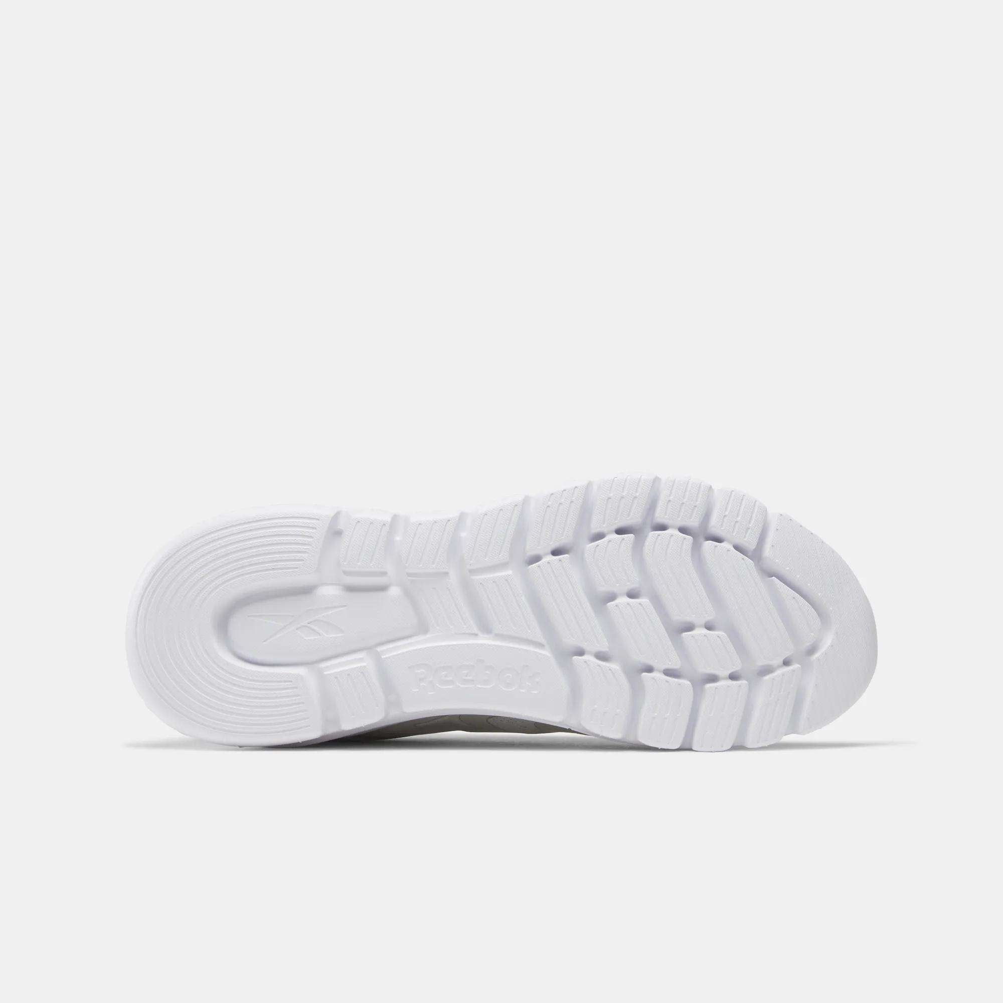 The Reebok Men's Split Flex Training Shoes feature a white design with a matching sole, ideal for training sessions or HIIT classes.