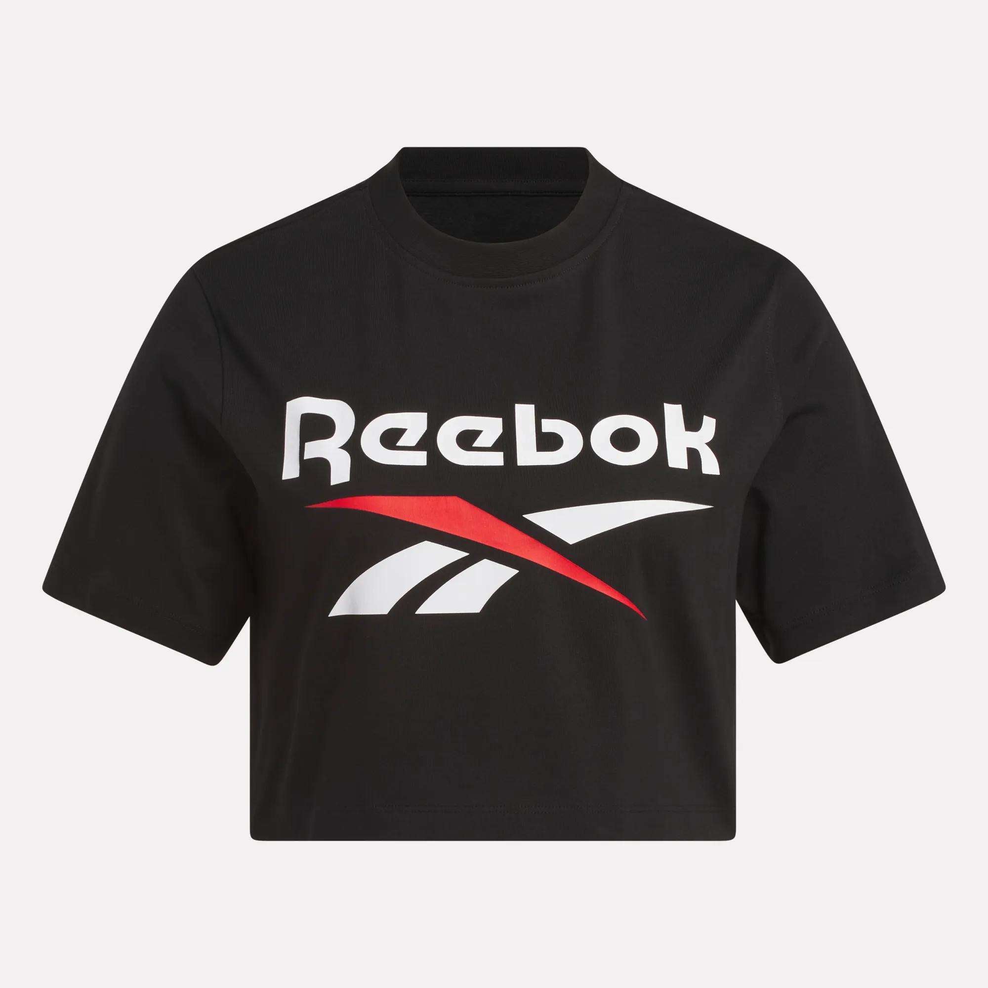 Women's Two-Color Logo Crew Cropped Short Sleeve Tee - Reebok