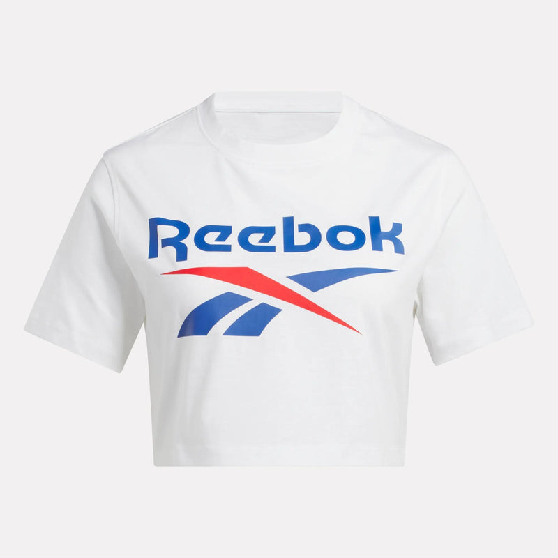 Women's Two-Color Logo Crew Cropped Short Sleeve Tee