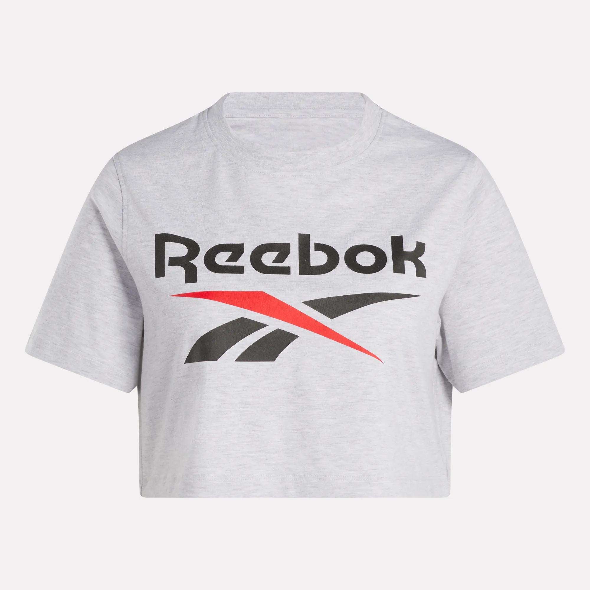 Women's Two-Color Logo Crew Cropped Short Sleeve Tee - Reebok