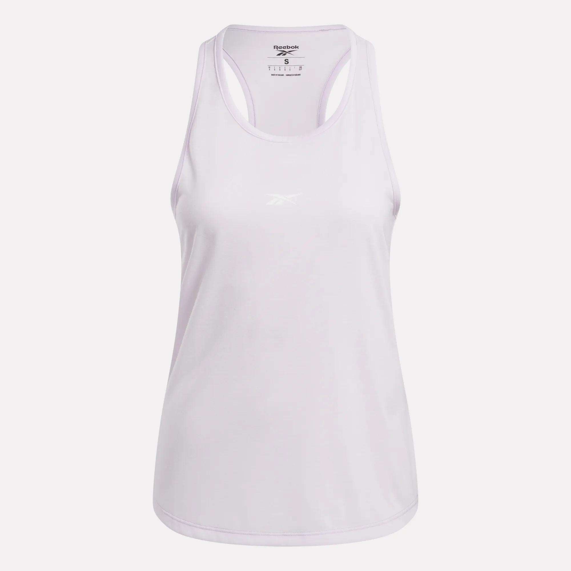 The Reebok Women's Core Tank Top is a sleeveless, white racerback with a small chest logo. Made from lightweight, sweat-wicking fabric, it's ideal for training or casual wear.
