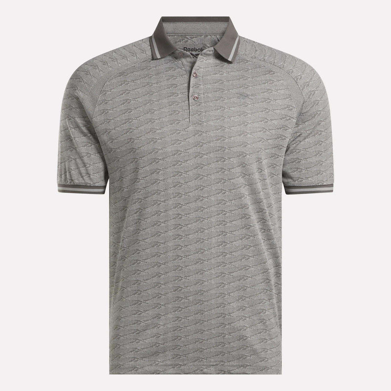 Men's Short Sleeve Tonal Vector Jacquard Polo Shirt with Tipped Rib Trim