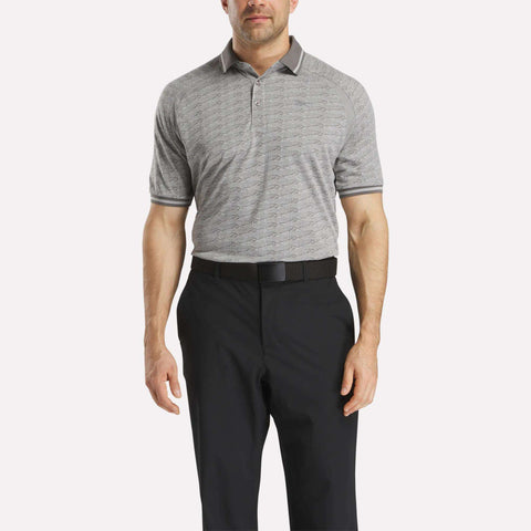 Men's Short Sleeve Tonal Vector Jacquard Polo Shirt with Tipped Rib Trim