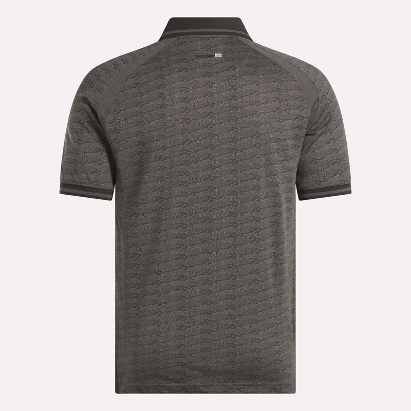 Men's Short Sleeve Tonal Vector Jacquard Polo Shirt with Tipped Rib Trim