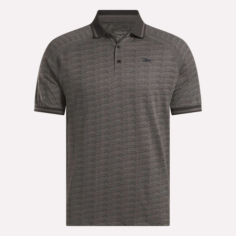 Men's Short Sleeve Tonal Vector Jacquard Polo Shirt with Tipped Rib Trim