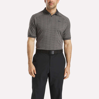 Men's Short Sleeve Tonal Vector Jacquard Polo Shirt with Tipped Rib Trim