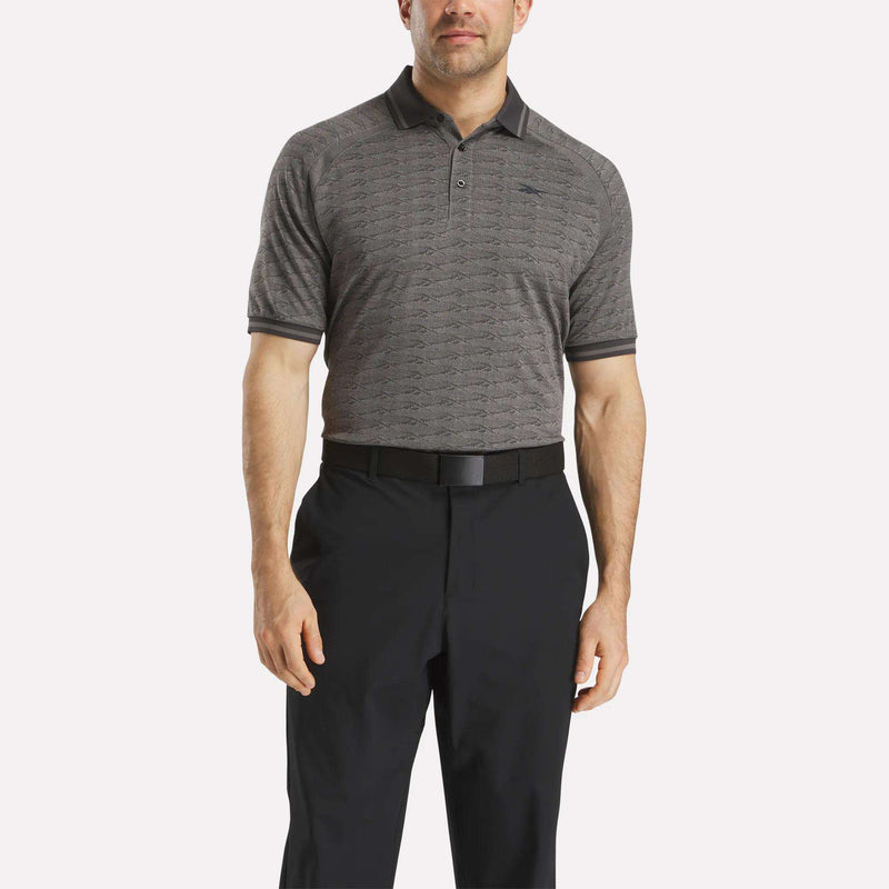 Men's Short Sleeve Tonal Vector Jacquard Polo Shirt with Tipped Rib Trim