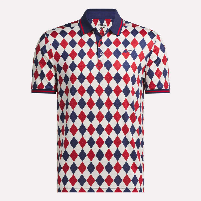 Men's Short Sleeve Vector Argyle Print Polo