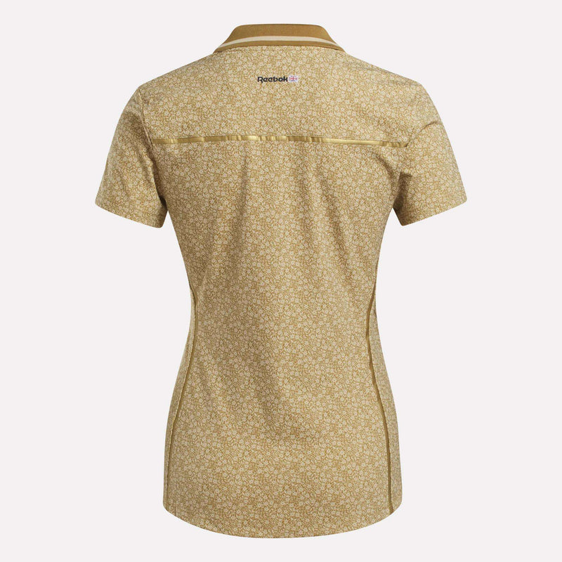 Women's Cap Sleeve Johnny Collar Micro Floral Polo Shirt