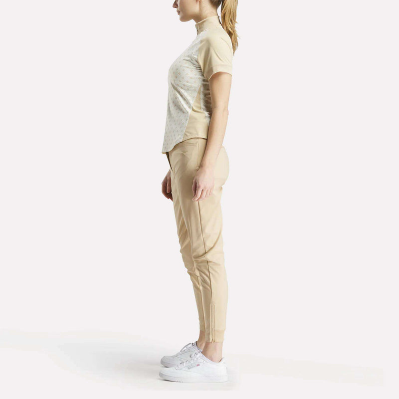 Women's Short Sleeve 1/4 Zip Mini Argyle Print Top