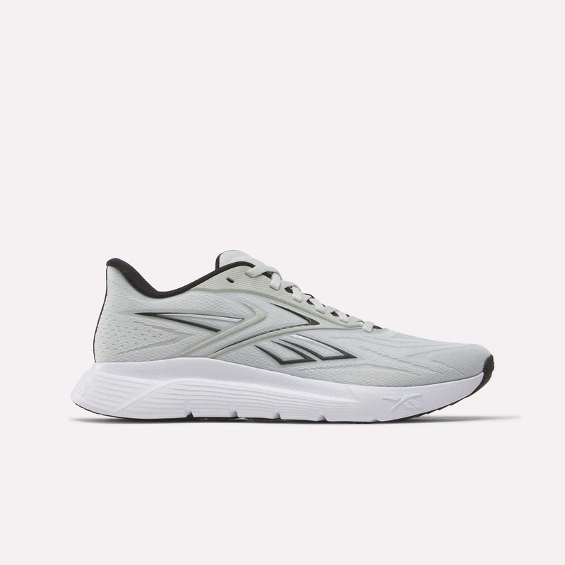 The Reebok Nano Gym 2.0 Training Shoes in New Grey 1/Black, featuring a white sole and subtle side logo, are displayed on a plain white background.
