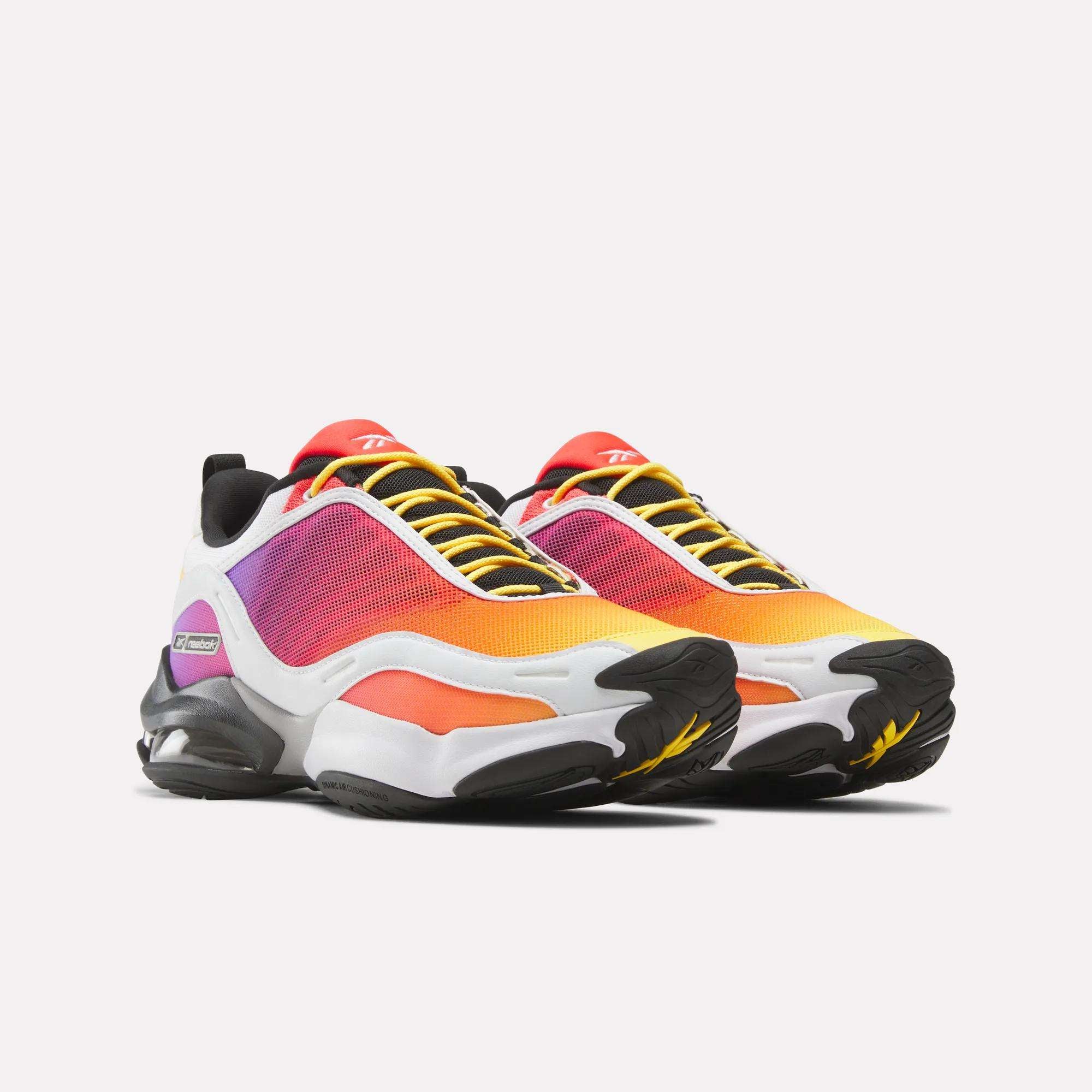 Colorful sneakers with a multicolor design on a white background