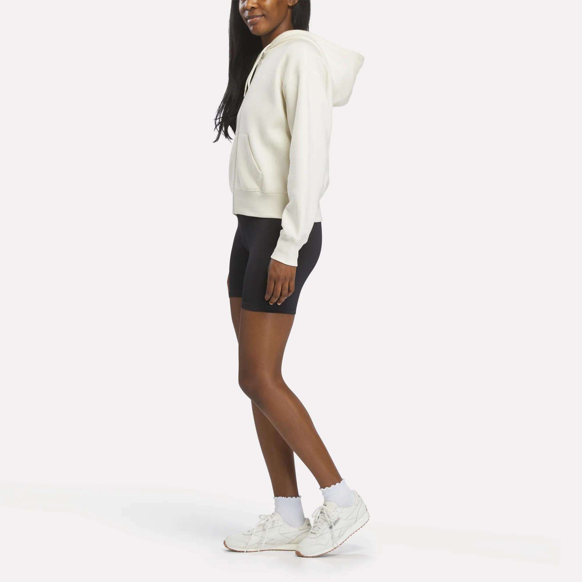 SLDO ホワイト スウェット ジッパーポケット付き Women's Cropped Full-Zip Hoodie - Reebok
