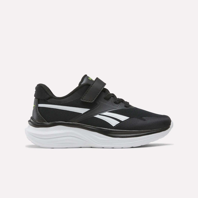 Blitzr Run Running Shoes - Big Kids in playful pink, future peach, and iridescent with a side logo, hook-and-loop strap, and a thick white foam sole.