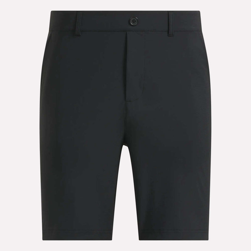Reebok Men's Pull-On Golf Shorts 8.5" in black, featuring belt loops and a comfortable four-way stretch fabric, displayed on a white background.