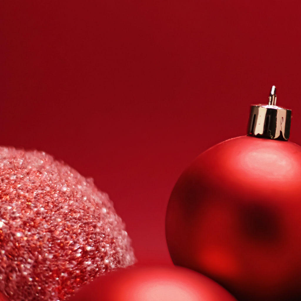 ornaments on red background