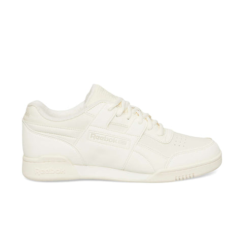 Chalk/Vintage Chalk Reebok Workout Plus OG sneakers featuring a classic silhouette, tonal laces, and a rubber sole.