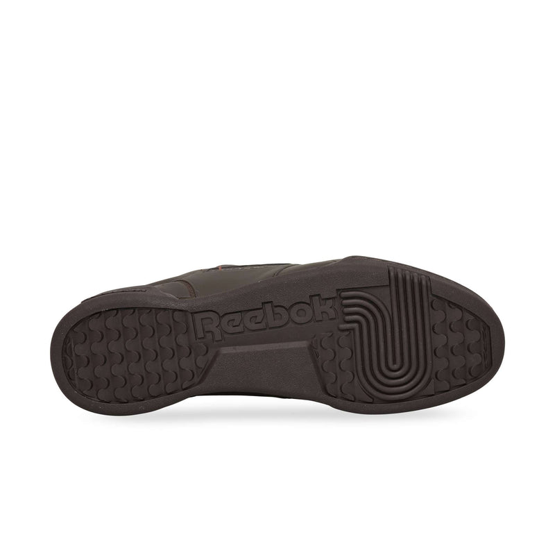 Brown Workout Plus OG outsole featuring a textured grip pattern and a molded Reebok logo in the center.