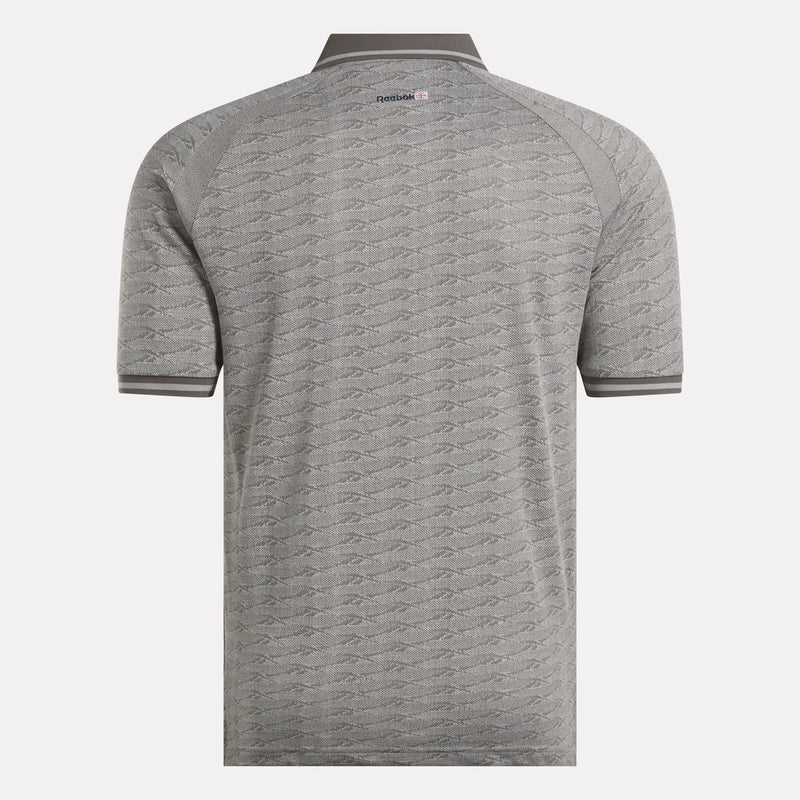 Men's Short Sleeve Tonal Vector Jacquard Polo Shirt with Tipped Rib Trim