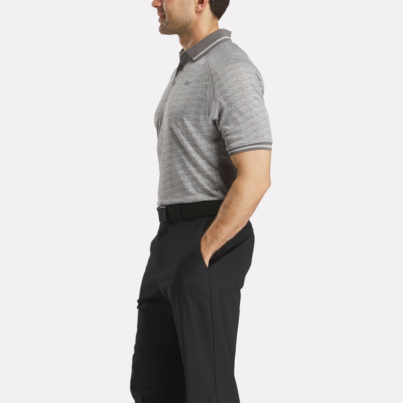 Men's Short Sleeve Tonal Vector Jacquard Polo Shirt with Tipped Rib Trim