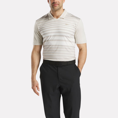 Men's Short Sleeve Nano Stripe Pullover Polo Shirt with Tipped Rib Collar