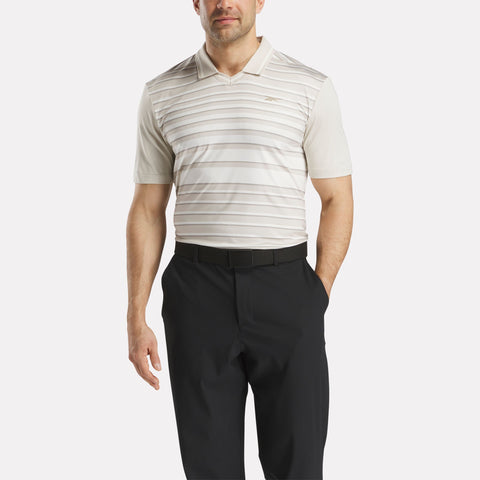 Men's Short Sleeve Nano Stripe Pullover Polo Shirt with Tipped Rib Collar