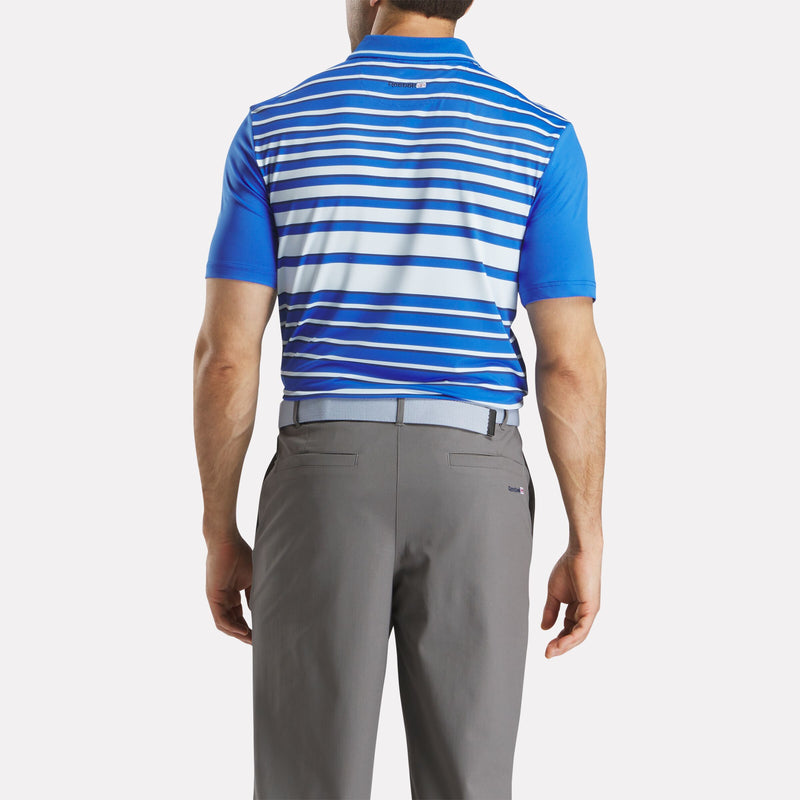 Men's Short Sleeve Nano Stripe Pullover Polo Shirt with Tipped Rib Collar