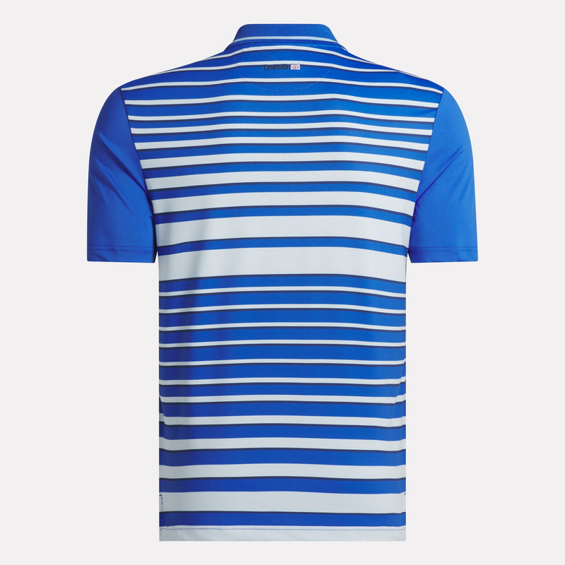 Men's Short Sleeve Nano Stripe Pullover Polo Shirt with Tipped Rib Collar