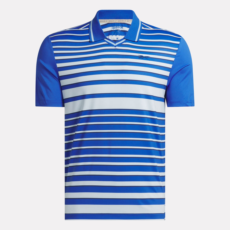 Men's Short Sleeve Nano Stripe Pullover Polo Shirt with Tipped Rib Collar