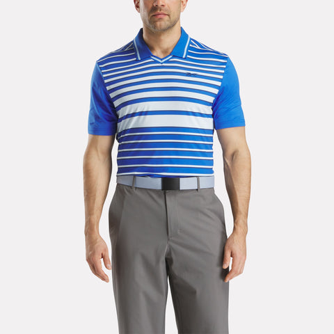 Men's Short Sleeve Nano Stripe Pullover Polo Shirt with Tipped Rib Collar