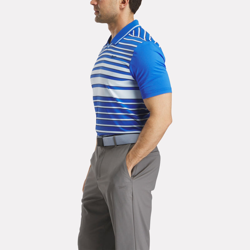 Men's Short Sleeve Nano Stripe Pullover Polo Shirt with Tipped Rib Collar