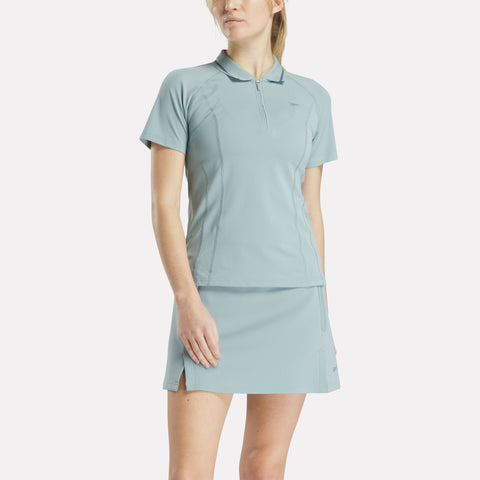Women's Short Sleeve Zip Bodycon Golf Polo Shirt
