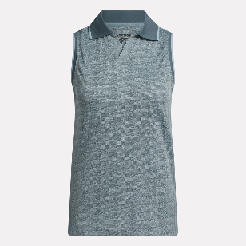 Women's Sleeveless Tonal Vector Jacquard Golf Polo Shirt