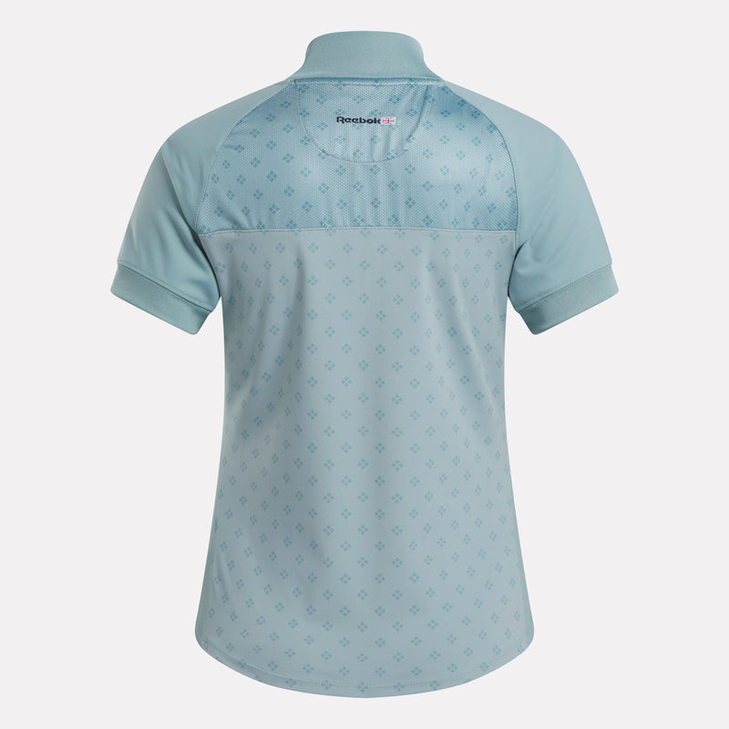 Women's Short Sleeve 1/4 Zip Mini Argyle Print Top