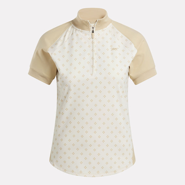 Women's Short Sleeve 1/4 Zip Mini Argyle Print Top