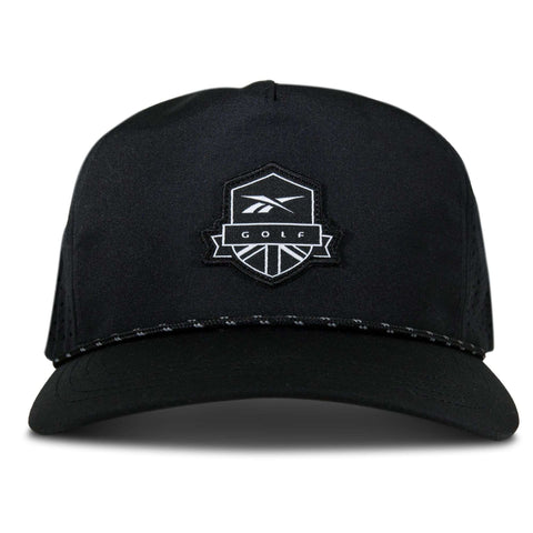 The Reebok Madison II is a black baseball cap with a stitched logo patch, slightly curved brim, mesh sides, and an adjustable snapback for the perfect fit.
