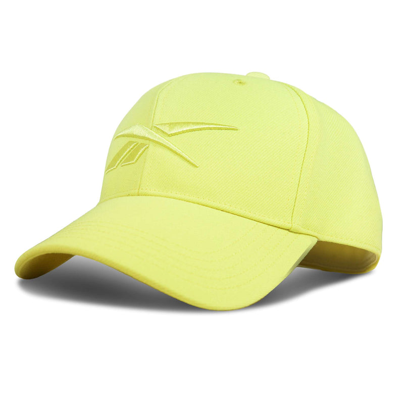 A bright yellow Reebok Vector Baseball Cap with a curved brim, front embroidered logo, and adjustable snapback closure. The cap is angled to display both the front and side.